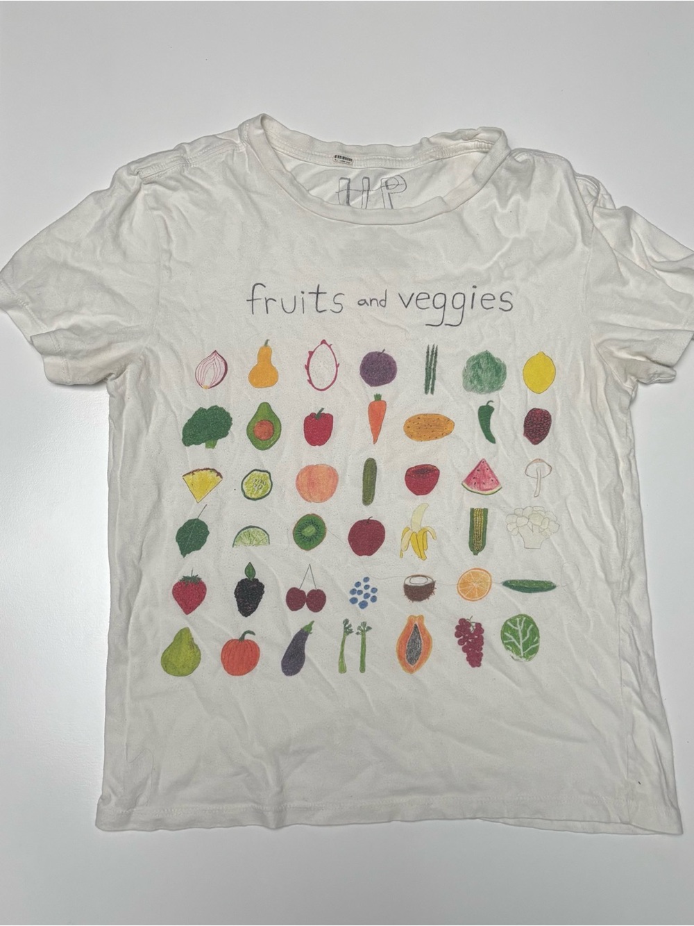 White 'Fruits and Veggies' Kids Graphic Tee